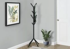 Coat Rack / Hall Tree / Free Standing / 8 Hooks / Entryway / 70"H / Bedroom / Metal / Black / Contemporary / Modern - Monarch Specialties I 2057