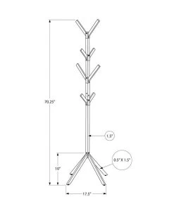 Coat Rack / Hall Tree / Free Standing / 8 Hooks / Entryway / 70"H / Bedroom / Metal / Black / Contemporary / Modern - Monarch Specialties I 2057 -Bedroom Furniture Shop 69 i 2057 4