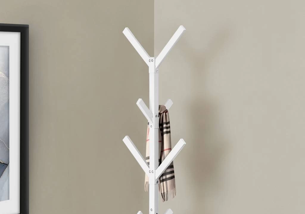 Coat Rack / Hall Tree / Free Standing / 8 Hooks / Entryway / 70"H / Bedroom / Metal / White / Contemporary / Modern - Monarch Specialties I 2059 5 Coat Rack / Hall Tree / Free Standing / 8 Hooks / Entryway / 70"H / Bedroom / Metal / White / Contemporary / Modern - Monarch Specialties I 2059 - Image 3