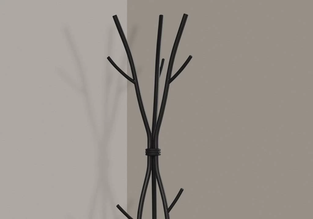 Coat Rack / Hall Tree / Free Standing / 11 Hooks / Entryway / 74"H / Bedroom / Metal / Black / Contemporary / Modern - Monarch Specialties I 2062 7 Coat Rack / Hall Tree / Free Standing / 11 Hooks / Entryway / 74"H / Bedroom / Metal / Black / Contemporary / Modern - Monarch Specialties I 2062 - Image 5