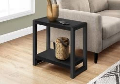 Accent Table / Side / End / Narrow / Small / 2 Tier / Living Room / Bedroom / Metal / Laminate / Black / Contemporary / Modern - Monarch Specialties I 2081