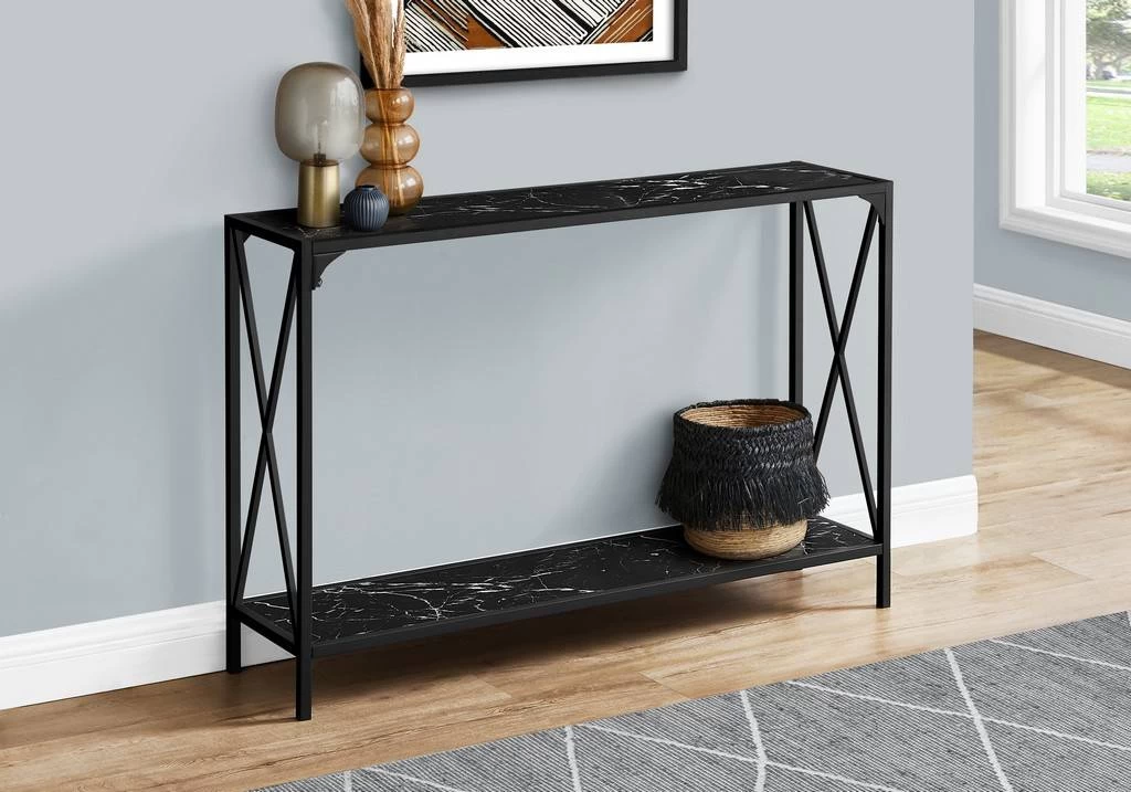 Accent Table / Console / Entryway / Narrow / Sofa / Living Room / Bedroom / Metal / Laminate / Black Marble Look / Contemporary / Modern - Monarch Specialties I 2126 3 Accent Table / Console / Entryway / Narrow / Sofa / Living Room / Bedroom / Metal / Laminate / Black Marble Look / Contemporary / Modern - Monarch Specialties I 2126