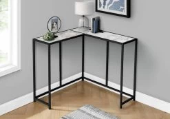 Accent Table / Console / Entryway / Narrow / Corner / Living Room / Bedroom / Metal / Laminate / White Marble Look / Black / Contemporary / Modern - Monarch Specialties I 2159