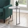 Accent Table / Side / Round / End / Nightstand / Lamp / Living Room / Bedroom / Metal / Laminate / White Marble Look / Grey / Contemporary / Modern - Monarch Specialties I 2205