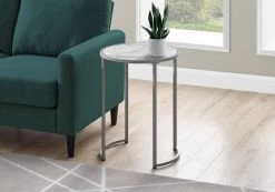 Accent Table / Side / Round / End / Nightstand / Lamp / Living Room / Bedroom / Metal / Laminate / White Marble Look / Grey / Contemporary / Modern - Monarch Specialties I 2205