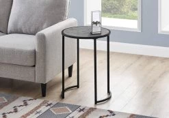Accent Table / Side / Round / End / Nightstand / Lamp / Living Room / Bedroom / Metal / Laminate / Grey / Black / Contemporary / Modern - Monarch Specialties I 2206