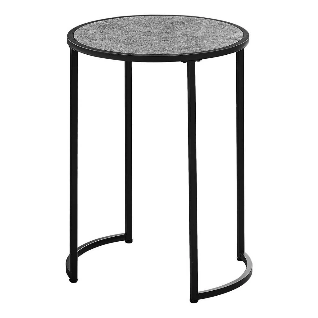 Accent Table / Side / Round / End / Nightstand / Lamp / Living Room / Bedroom / Metal / Laminate / Grey / Black / Contemporary / Modern - Monarch Specialties I 2206 4 Accent Table / Side / Round / End / Nightstand / Lamp / Living Room / Bedroom / Metal / Laminate / Grey / Black / Contemporary / Modern - Monarch Specialties I 2206 - Image 2
