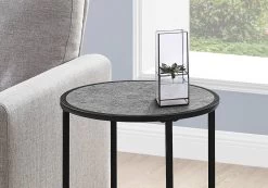 Accent Table / Side / Round / End / Nightstand / Lamp / Living Room / Bedroom / Metal / Laminate / Grey / Black / Contemporary / Modern - Monarch Specialties I 2206 9 Accent Table / Side / Round / End / Nightstand / Lamp / Living Room / Bedroom / Metal / Laminate / Grey / Black / Contemporary / Modern - Monarch Specialties I 2206 -Bedroom Furniture Shop 69 i 2206 3