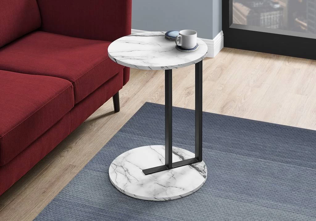 Accent Table / Side / Round / End / Nightstand / Lamp / Living Room / Bedroom / Metal / Laminate / White Marble Look / Black / Contemporary / Modern - Monarch Specialties I 2210 3 Accent Table / Side / Round / End / Nightstand / Lamp / Living Room / Bedroom / Metal / Laminate / White Marble Look / Black / Contemporary / Modern - Monarch Specialties I 2210