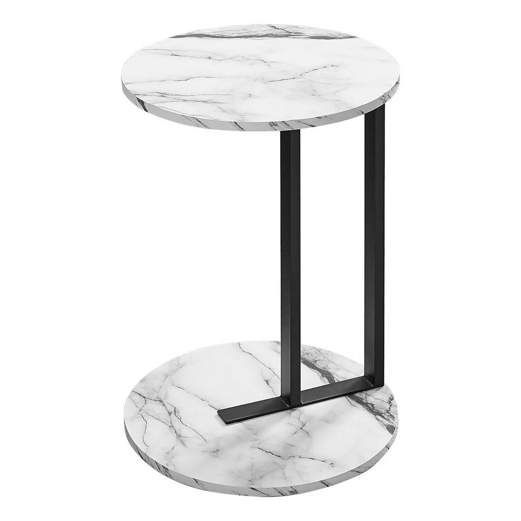 Accent Table / Side / Round / End / Nightstand / Lamp / Living Room / Bedroom / Metal / Laminate / White Marble Look / Black / Contemporary / Modern - Monarch Specialties I 2210 4 Accent Table / Side / Round / End / Nightstand / Lamp / Living Room / Bedroom / Metal / Laminate / White Marble Look / Black / Contemporary / Modern - Monarch Specialties I 2210 - Image 2