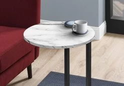 Accent Table / Side / Round / End / Nightstand / Lamp / Living Room / Bedroom / Metal / Laminate / White Marble Look / Black / Contemporary / Modern - Monarch Specialties I 2210 9 Accent Table / Side / Round / End / Nightstand / Lamp / Living Room / Bedroom / Metal / Laminate / White Marble Look / Black / Contemporary / Modern - Monarch Specialties I 2210 -Bedroom Furniture Shop 69 i 2210 3