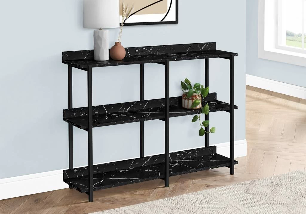 Accent Table / Console / Entryway / Narrow / Sofa / Living Room / Bedroom / Metal / Laminate / Black Marble Look / Contemporary / Modern - Monarch Specialties I 2220 3 Accent Table / Console / Entryway / Narrow / Sofa / Living Room / Bedroom / Metal / Laminate / Black Marble Look / Contemporary / Modern - Monarch Specialties I 2220