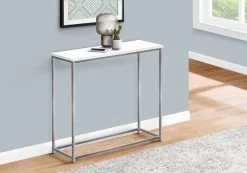 Accent Table- Console- Entryway- Narrow- Sofa- Living Room- Bedroom- White Laminate- Grey Metal- Contemporary- Modern-Monarch Specialties I 2256 -Bedroom Furniture Shop 69 i 2256 3