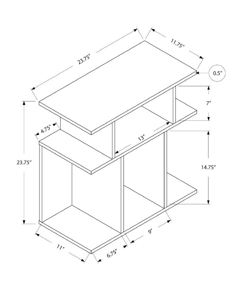Accent Table / Side / End / Nightstand / Lamp / Living Room / Bedroom / Laminate / Grey / Contemporary / Modern - Monarch Specialties I 2481 6 Accent Table / Side / End / Nightstand / Lamp / Living Room / Bedroom / Laminate / Grey / Contemporary / Modern - Monarch Specialties I 2481 - Image 4