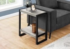 Accent Table / Side / End / Nightstand / Lamp / Living Room / Bedroom / Metal / Laminate / Grey / Black / Contemporary / Modern - Monarch Specialties I 2857