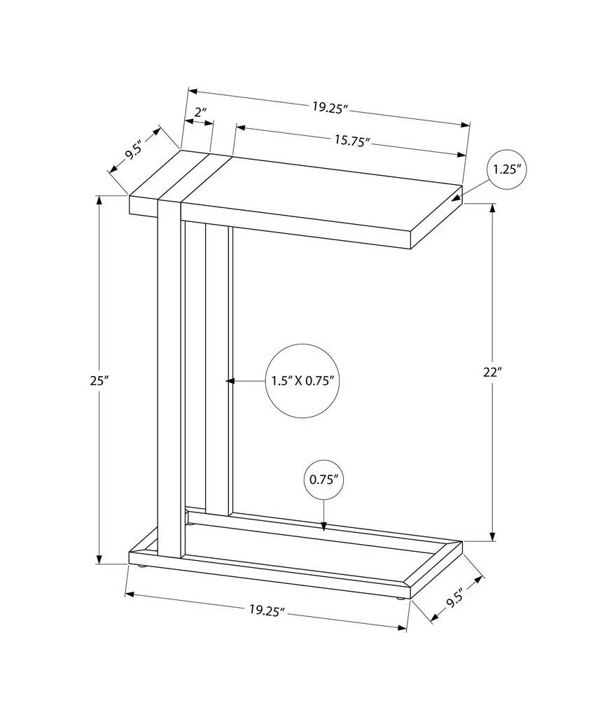 Accent Table / C-Shaped / End / Side / Snack / Living Room / Bedroom / Metal / Laminate / Black / Contemporary / Modern - Monarch Specialties I 2863 6 Accent Table / C-Shaped / End / Side / Snack / Living Room / Bedroom / Metal / Laminate / Black / Contemporary / Modern - Monarch Specialties I 2863 - Image 4