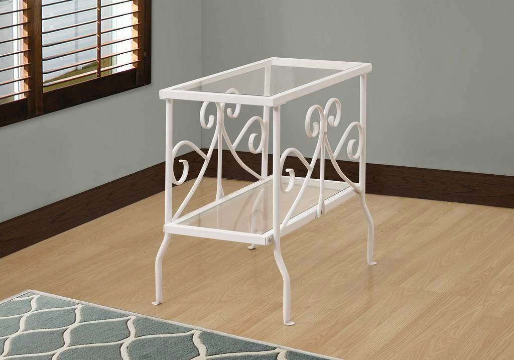 Accent Table / Side / End / Nightstand / Lamp / Living Room / Bedroom / Metal / Tempered Glass / White / Clear / Traditional - Monarch Specialties I 3105 3 Accent Table / Side / End / Nightstand / Lamp / Living Room / Bedroom / Metal / Tempered Glass / White / Clear / Traditional - Monarch Specialties I 3105