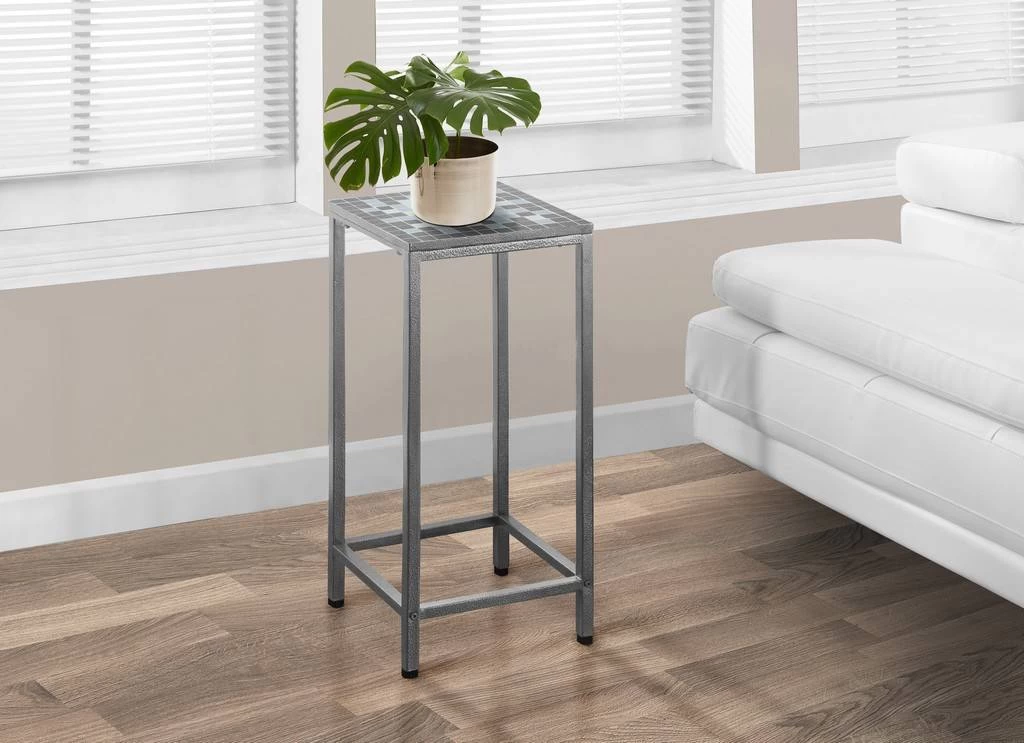 Accent Table / Side / End / Plant Stand / Square / Living Room / Bedroom / Metal / Tile / Blue / Grey / Transitional - Monarch Specialties I 3145 3 Accent Table / Side / End / Plant Stand / Square / Living Room / Bedroom / Metal / Tile / Blue / Grey / Transitional - Monarch Specialties I 3145
