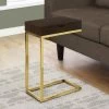 Accent Table / C-Shaped / End / Side / Snack / Storage Drawer / Living Room / Bedroom / Metal / Laminate / Brown / Gold / Contemporary / Modern - Monarch Specialties I 3236
