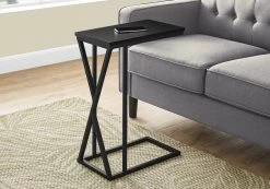 Accent Table / C-Shaped / End / Side / Snack / Living Room / Bedroom / Metal / Laminate / Black / Contemporary / Modern - Monarch Specialties I 3247