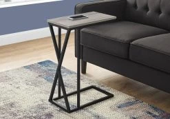 Accent Table / C-Shaped / End / Side / Snack / Living Room / Bedroom / Metal / Laminate / Grey / Black / Contemporary / Modern - Monarch Specialties I 3248