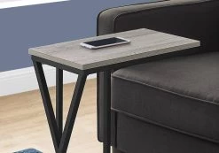 Accent Table / C-Shaped / End / Side / Snack / Living Room / Bedroom / Metal / Laminate / Grey / Black / Contemporary / Modern - Monarch Specialties I 3248 -Bedroom Furniture Shop 69 i 3248 3