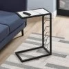 Accent Table / C-Shaped / End / Side / Snack / Living Room / Bedroom / Metal / Laminate / White Marble Look / Black / Contemporary / Modern - Monarch Specialties I 3300