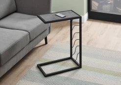 Accent Table / C-Shaped / End / Side / Snack / Living Room / Bedroom / Metal / Laminate / Grey / Black / Contemporary / Modern - Monarch Specialties I 3301