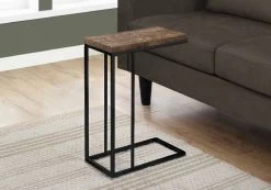 Accent Table / C-Shaped / End / Side / Snack / Living Room / Bedroom / Metal / Laminate / Brown / Black / Contemporary / Modern - Monarch Specialties I 3403