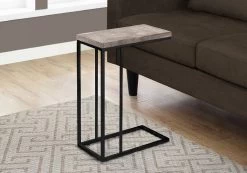 Accent Table / C-Shaped / End / Side / Snack / Living Room / Bedroom / Metal / Laminate / Beige / Black / Contemporary / Modern - Monarch Specialties I 3405