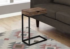 Accent Table / C-Shaped / End / Side / Snack / Storage Drawer / Living Room / Bedroom / Metal / Laminate / Brown / Black / Contemporary / Modern - Monarch Specialties I 3406