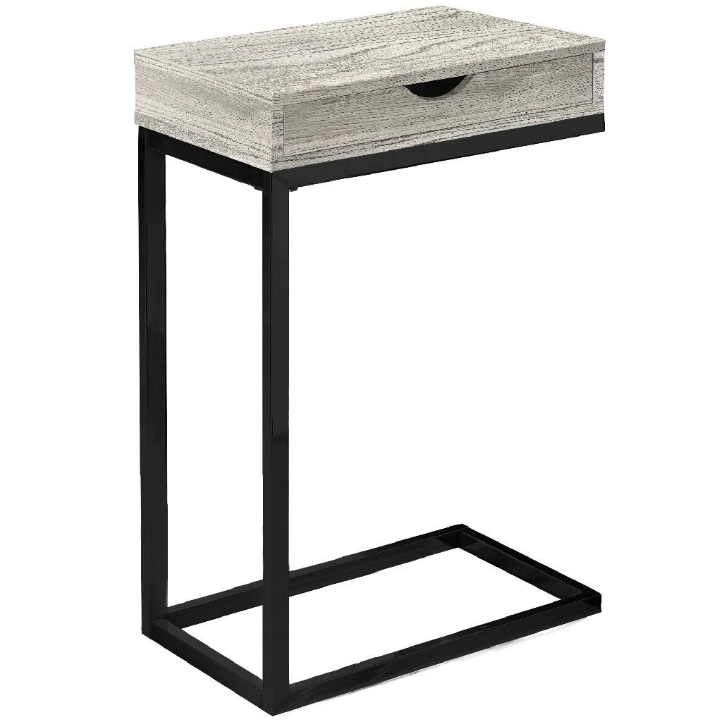 Accent Table / C-Shaped / End / Side / Snack / Storage Drawer / Living Room / Bedroom / Metal / Laminate / Grey / Black / Contemporary / Modern - Monarch Specialties I 3407 4 Accent Table / C-Shaped / End / Side / Snack / Storage Drawer / Living Room / Bedroom / Metal / Laminate / Grey / Black / Contemporary / Modern - Monarch Specialties I 3407 - Image 2