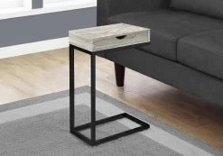 Accent Table / C-Shaped / End / Side / Snack / Storage Drawer / Living Room / Bedroom / Metal / Laminate / Grey / Black / Contemporary / Modern - Monarch Specialties I 3407