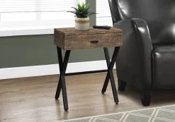 Accent Table / Side / End / Nightstand / Lamp / Storage Drawer / Living Room / Bedroom / Metal / Laminate / Brown / Black / Contemporary / Modern - Monarch Specialties I 3450