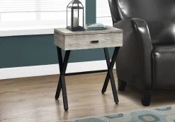 Accent Table / Side / End / Nightstand / Lamp / Storage Drawer / Living Room / Bedroom / Metal / Laminate / Grey / Black / Contemporary / Modern - Monarch Specialties I 3451