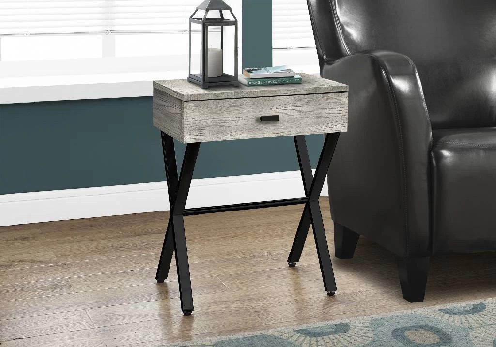 Accent Table / Side / End / Nightstand / Lamp / Storage Drawer / Living Room / Bedroom / Metal / Laminate / Grey / Black / Contemporary / Modern - Monarch Specialties I 3451 3 Accent Table / Side / End / Nightstand / Lamp / Storage Drawer / Living Room / Bedroom / Metal / Laminate / Grey / Black / Contemporary / Modern - Monarch Specialties I 3451