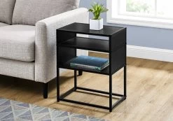Accent Table / Side / End / Nightstand / Lamp / Living Room / Bedroom / Metal / Laminate / Black / Contemporary / Modern - Monarch Specialties I 3505