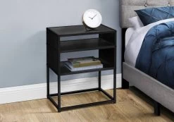 Accent Table / Side / End / Nightstand / Lamp / Living Room / Bedroom / Metal / Laminate / Black / Contemporary / Modern - Monarch Specialties I 3505 -Bedroom Furniture Shop 69 i 3505 3
