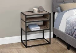 Accent Table / Side / End / Nightstand / Lamp / Living Room / Bedroom / Metal / Laminate / Brown / Black / Contemporary / Modern - Monarch Specialties I 3507 -Bedroom Furniture Shop 69 i 3507 3