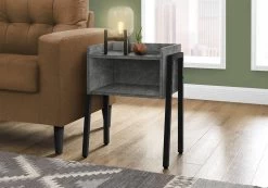 Accent Table / Side / End / Nightstand / Lamp / Living Room / Bedroom / Metal / Laminate / Grey / Black / Contemporary / Modern - Monarch Specialties I 3584