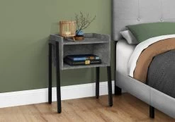 Accent Table / Side / End / Nightstand / Lamp / Living Room / Bedroom / Metal / Laminate / Grey / Black / Contemporary / Modern - Monarch Specialties I 3584 -Bedroom Furniture Shop 69 i 3584 3