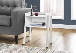 Accent Table / Side / End / Nightstand / Lamp / Living Room / Bedroom / Metal / Laminate / White / Contemporary / Modern - Monarch Specialties I 3594