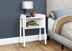 Accent Table / Side / End / Nightstand / Lamp / Living Room / Bedroom / Metal / Laminate / White / Contemporary / Modern - Monarch Specialties I 3594 -Bedroom Furniture Shop 69 i 3594 3