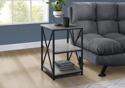 Accent Table / Side / End / Nightstand / Lamp / Living Room / Bedroom / Metal / Laminate / Grey / Black / Contemporary / Modern - Monarch Specialties I 3596