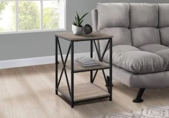Accent Table / Side / End / Nightstand / Lamp / Living Room / Bedroom / Metal / Laminate / Brown / Black / Contemporary / Modern - Monarch Specialties I 3597