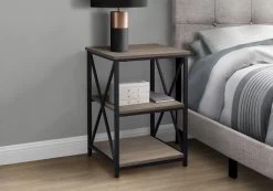 Accent Table / Side / End / Nightstand / Lamp / Living Room / Bedroom / Metal / Laminate / Brown / Black / Contemporary / Modern - Monarch Specialties I 3597 -Bedroom Furniture Shop 69 i 3597 3