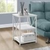 Accent Table / Side / End / Nightstand / Lamp / Living Room / Bedroom / Metal / Laminate / White / Contemporary / Modern - Monarch Specialties I 3599 -Bedroom Furniture Shop 69 i 3599 1
