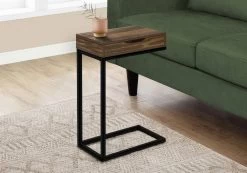 Accent Table / C-Shaped / End / Side / Snack / Storage Drawer / Living Room / Bedroom / Metal / Laminate / Brown / Black / Contemporary / Modern - Monarch Specialties I 3602