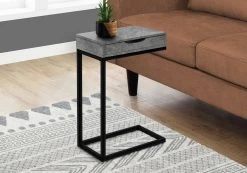 Accent Table / C-Shaped / End / Side / Snack / Storage Drawer / Living Room / Bedroom / Metal / Laminate / Grey / Black / Contemporary / Modern - Monarch Specialties I 3603