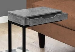 Accent Table / C-Shaped / End / Side / Snack / Storage Drawer / Living Room / Bedroom / Metal / Laminate / Grey / Black / Contemporary / Modern - Monarch Specialties I 3603 -Bedroom Furniture Shop 69 i 3603 3